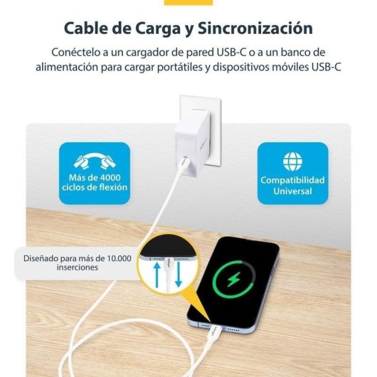 Cavo USB-C StarTech USB2CC1MNCWHE 1 m 60W 3A Bianco Carica e Dati
