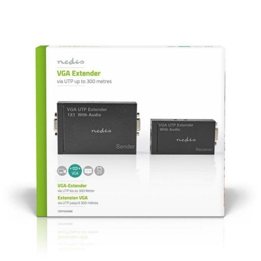Extensor AV Nedis CREP5930BK VGA e Áudio até 300 m Cat5e/6