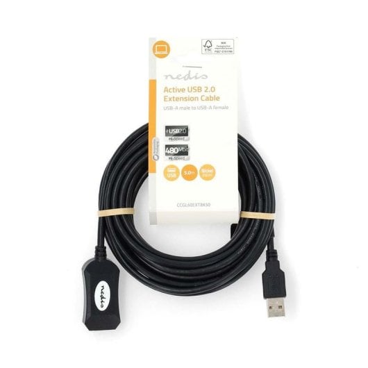 Câble USB NEDIS CCGL60EXTBK100 10 m USB 2.0 Actif Noir