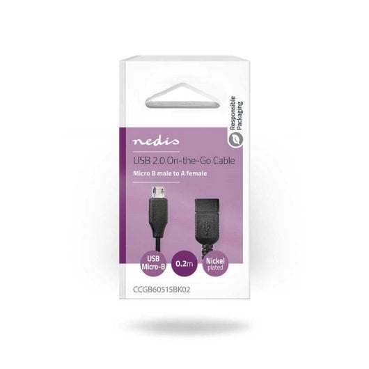 Câble USB NEDIS CCGB60515BK02 Mini-USB B vers USB A 0,2 m Noir