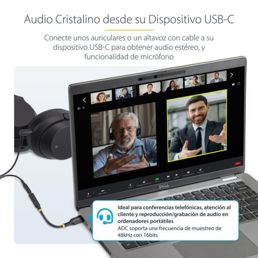Adaptateur audio StarTech.com USBCAUDIO2 USB-C vers jack 3,5 mm 32 bits 0,14 m noir