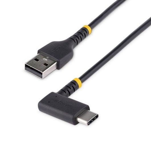 Câble USB-C StarTech R2ACR-30C-USB-CABLE 30cm Angle Droit 3A Fibre Aramide Noir