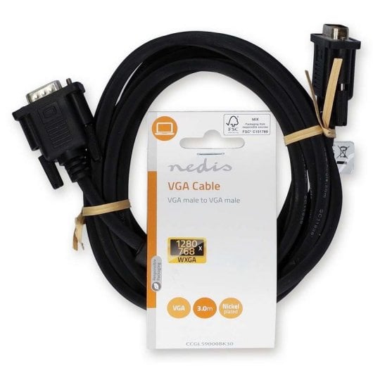 Câble VGA Nedis CCGL59000BK30 3 m noir connecteurs mâles droits