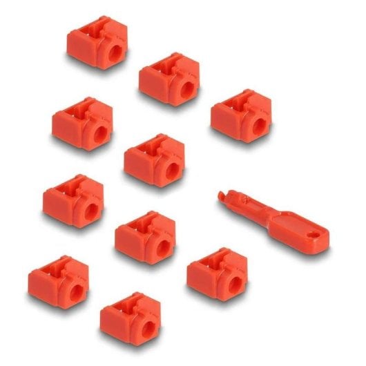Bloqueur de port DeLock 20928 RJ45 x10 avec clé rouge plastique