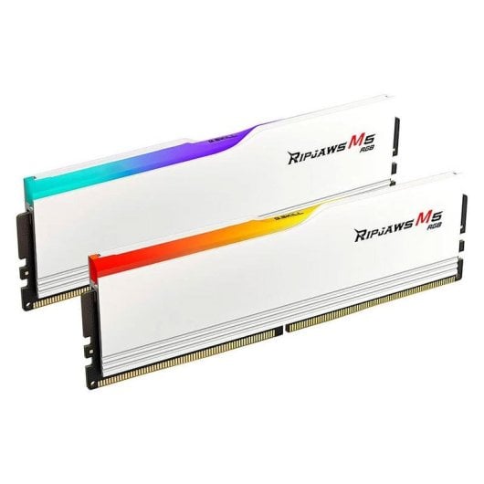 Memoria RAM G.Skill Ripjaws M5 RGB F5-5200J4040A32GX2-RM5RW 64GB Kit 2x32GB DDR5 5200MHz CL40 Intel XMP RGB Blanco