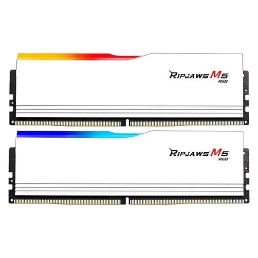 Memoria RAM G.Skill Ripjaws M5 RGB F5-5200J4040A32GX2-RM5RW 64GB Kit 2x32GB DDR5 5200MHz CL40 Intel XMP RGB Blanco