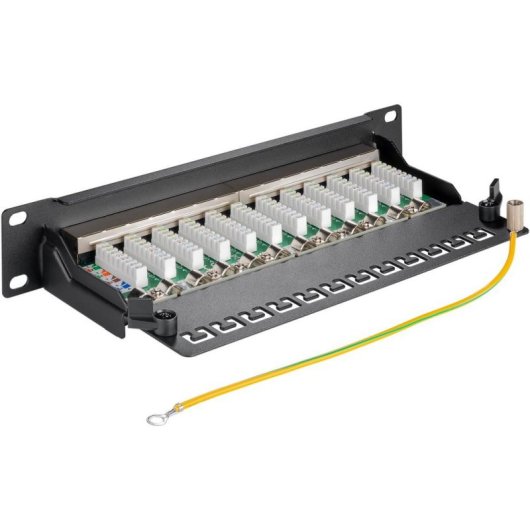 Panel de conexión Goobay 93793 12 puertos RJ-45 Cat6 rack 1U STP negro