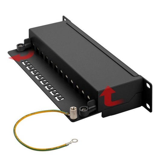 Panel de conexión Goobay 93793 12 puertos RJ-45 Cat6 rack 1U STP negro