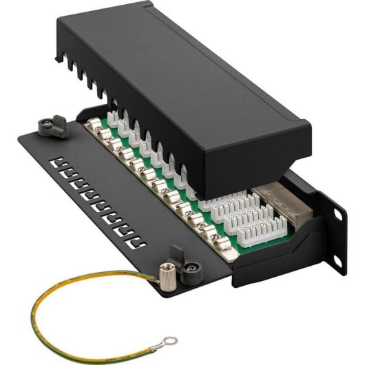 Panel de conexión Goobay 93793 12 puertos RJ-45 Cat6 rack 1U STP negro