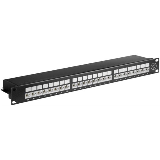 Panel de parcheo Genérica 90854 24 puertos Cat6a STP 1U negro rack