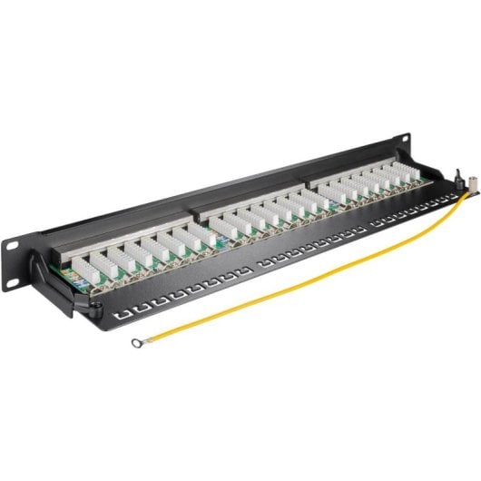 Panel de parcheo Genérica 90854 24 puertos Cat6a STP 1U negro rack