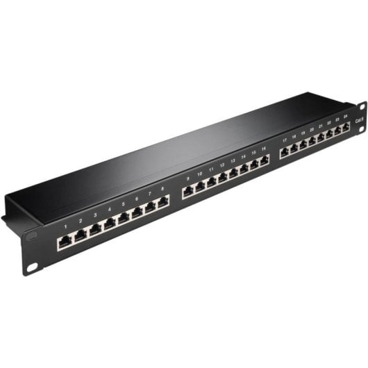 Panel de parcheo Goobay 93048 24 puertos Cat6 1U rack negro