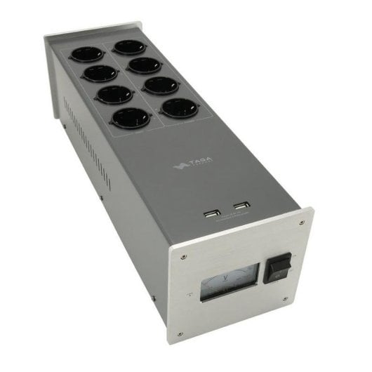 Multiprise TAGA Harmony PF-1000LPS 8 Prises 2 USB-A Affichage état phases Argent