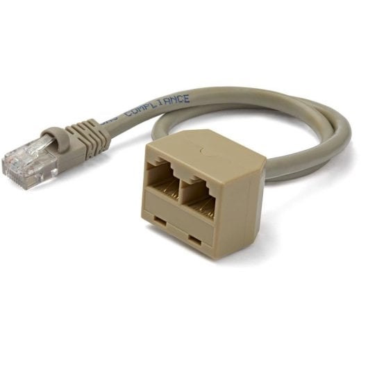 Divisor de Rede StarTech.com RJ45SPLITTER Adaptador RJ45 2 a 1 0,33 m Cinza