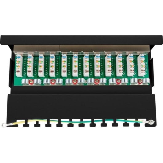 Panel de parcheo Goobay 69307 Cat6 12 puertos metálico 1U blindado