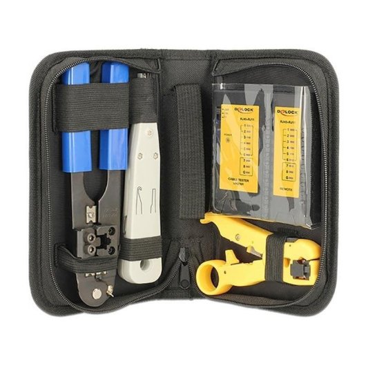 Netzwerk-Toolkit DeLock 86105 mit Prüfgerät und Zubehör