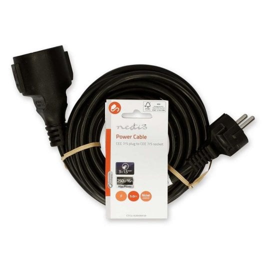 Cable de extensión NEDIS CEGL10200BK50 5 m negro CEE7/7 macho-hembra PVC