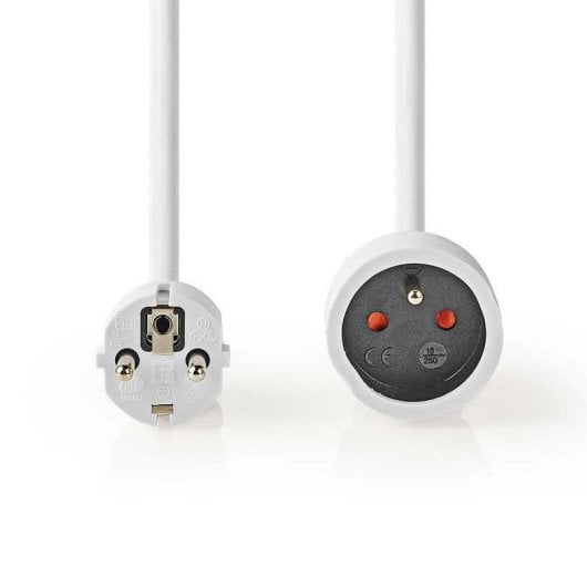 Câble d’extension NEDIS PEXC110EWT 10 m blanc alimentation type E mâle-femelle