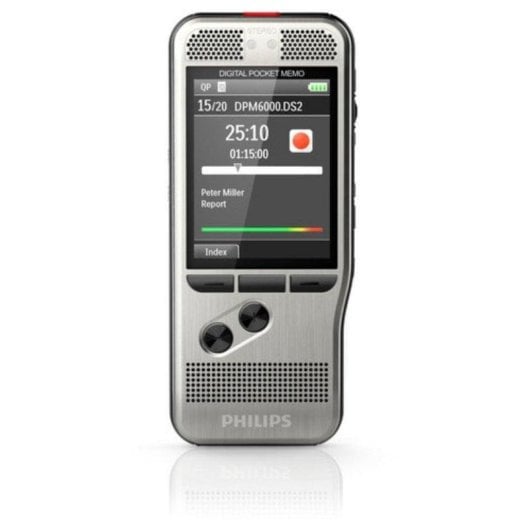 Dictafono Philips DPM6000 8 GB due microfoni stereo carcassa acciaio colore argento