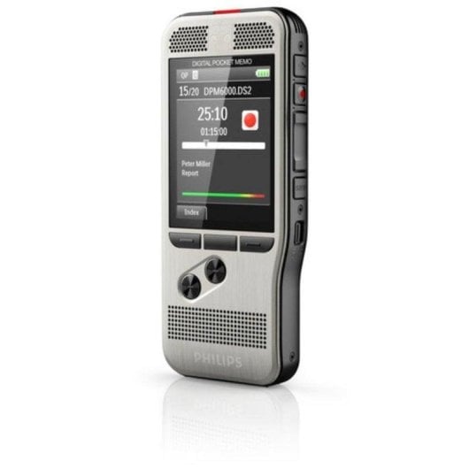 Dictafono Philips DPM6000 8 GB due microfoni stereo carcassa acciaio colore argento