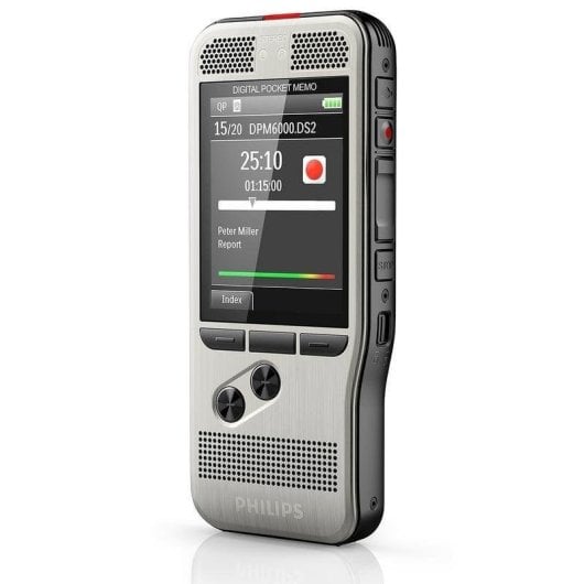 Dictafono Philips DPM6000 8 GB due microfoni stereo carcassa acciaio colore argento