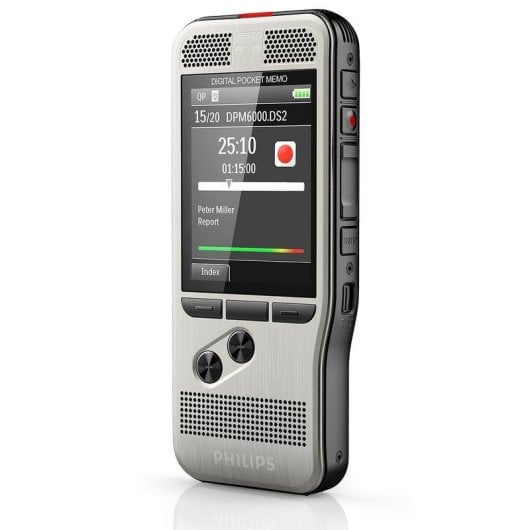 Ditafone Philips DPM6000 8GB Aço Inoxidável Dois Microfones SD