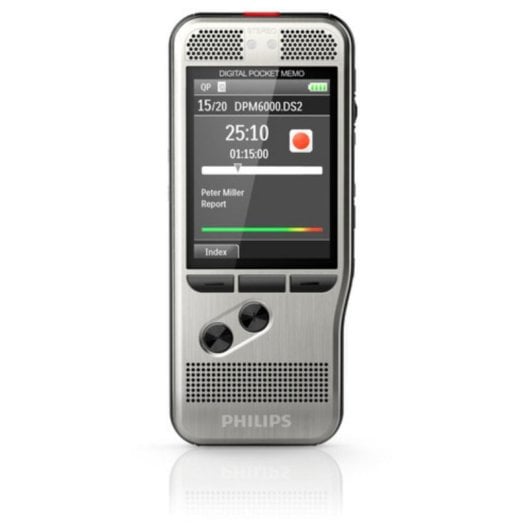Dictafono Philips DPM6000 8 GB due microfoni stereo carcassa acciaio colore argento