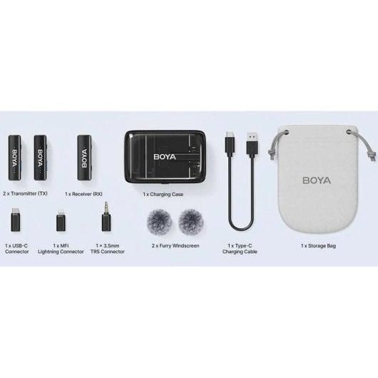 Microphone Boya BOYALINK V2.0 sans fil omnidirectionnel 2,4 GHz 2 TX 1 RX 300 m