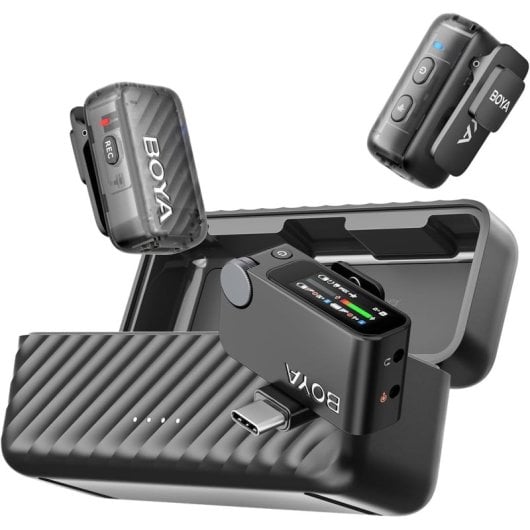 Micrófono Boya Boyamic 2 Solapa Inalámbrico Condensador Omnidireccional con Reducción de Ruido AI USB-C