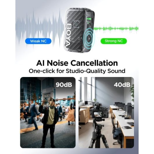 Micrófono Boya Boyamic 2 Solapa Inalámbrico Condensador Omnidireccional con Reducción de Ruido AI USB-C