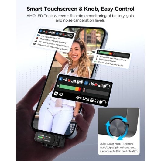 Micrófono Boya Boyamic 2 Solapa Inalámbrico Condensador Omnidireccional con Reducción de Ruido AI USB-C