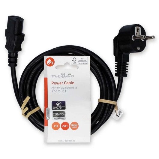 Cable de alimentación Nedis CEGL10000BK30 3 m Schuko en ángulo a IEC C13