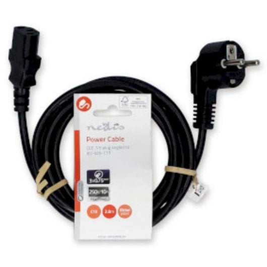 Cable de alimentación Nedis CEGL10000BK20 2 m Schuko ángulo a IEC C13 negro