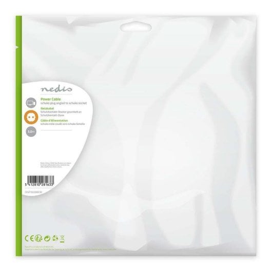 Cable de alimentación Nedis CEGP10230BK30 negro 3 m tipo E acodado