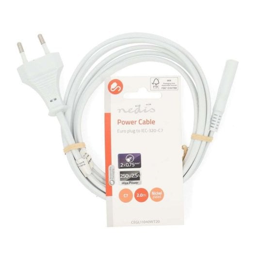 Cavo di alimentazione Nedis CEGL11040WT20 2 m bianco spina C IEC 320 C7