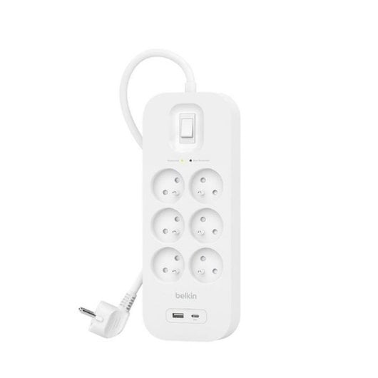 Regleta Belkin SRB002CA2M 6 Tomas Protección 2 USB-A y USB-C Interruptor 2 m