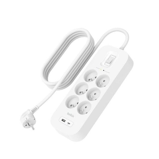 Regleta Belkin SRB002CA2M 6 Tomas Protección 2 USB-A y USB-C Interruptor 2 m