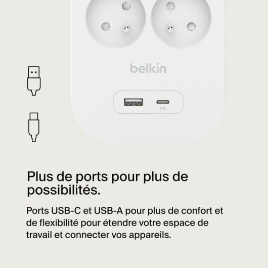 Multipresa Belkin SRB001CA2M 4 prese con protezione 2 USB-A/C interruttore LED