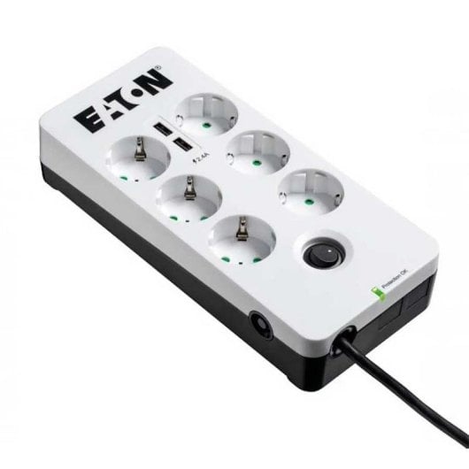 Regleta Eaton PB6UD 6 Tomas con Protección y 2 USB Interruptor LED