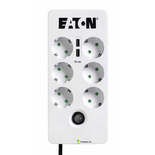 Regleta Eaton PB6UD 6 Tomas con Protección y 2 USB Interruptor LED