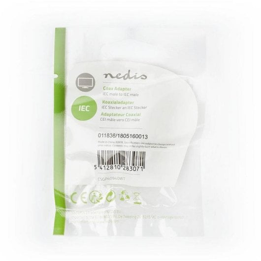 Adaptador coaxial Nedis CSGB40940WT macho a macho blanco chapado níquel