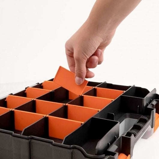 Caja di stoccaggio DeLock 18417 34 scomparti regolabili nero/arancione 320x270x80mm