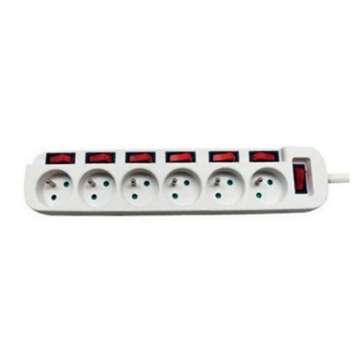 Multiprise Dexlan 641468 6 Prises avec Interrupteurs Individuels 1,5 m Blanc