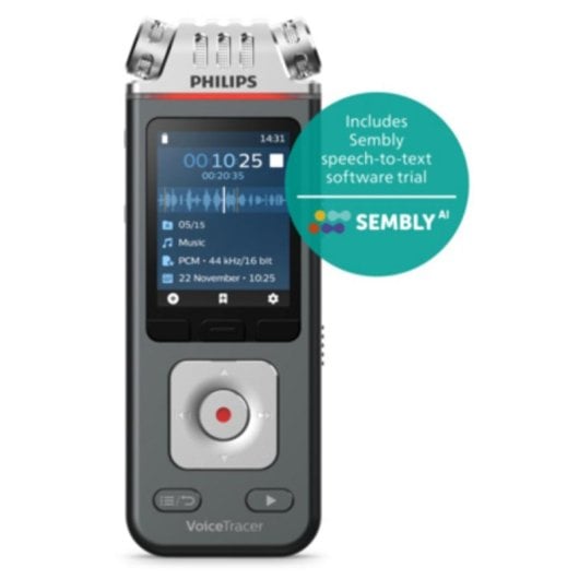 Enregistreur audio Philips VoiceTracer DVT6115 8GB Wi-Fi Haute Résolution 3 micros