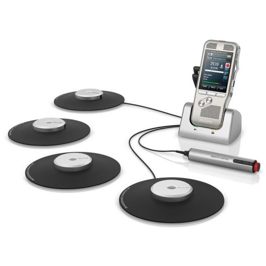 Kit de conférence Philips DPM8900 Enregistreur 4 micros SD USB Argent