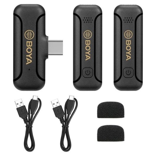 Micrófono Boya BY-WM3T2-U2 USB-C omnidireccional inalámbrico con 2 transmisores