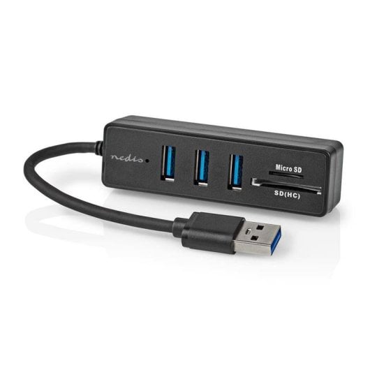 Hub Nedis 5 ports USB 3.2 5000 Mbit/s CCGB61250BK01 Lecteur SD/MicroSD