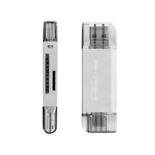 Lettore di carte Akashi ALTSDREADER3IN1 USB Type-A/C/Micro-USB Bianco