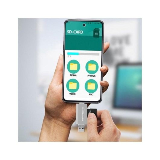 Lettore di carte Akashi ALTSDREADER3IN1 USB Type-A/C/Micro-USB Bianco