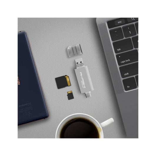 Lector de tarjetas Akashi ALTSDREADER3IN1 USB Type-A/C/Micro-USB Blanco